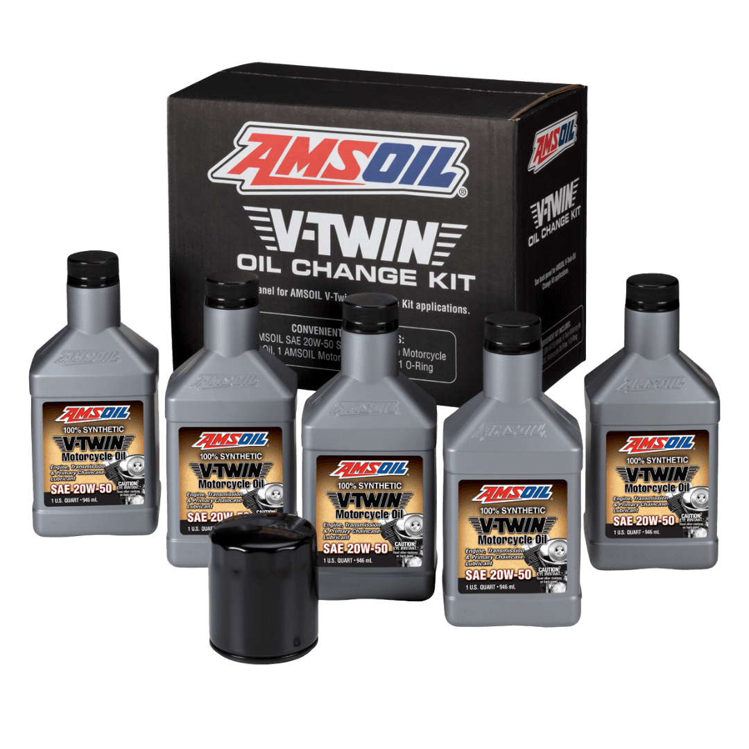 Amsoil Kit de Cambio de Aceite Sintético AMSOIL 20W-50 para V-Twin - 5 Cuartos con Filtro Negro 1 Paquete