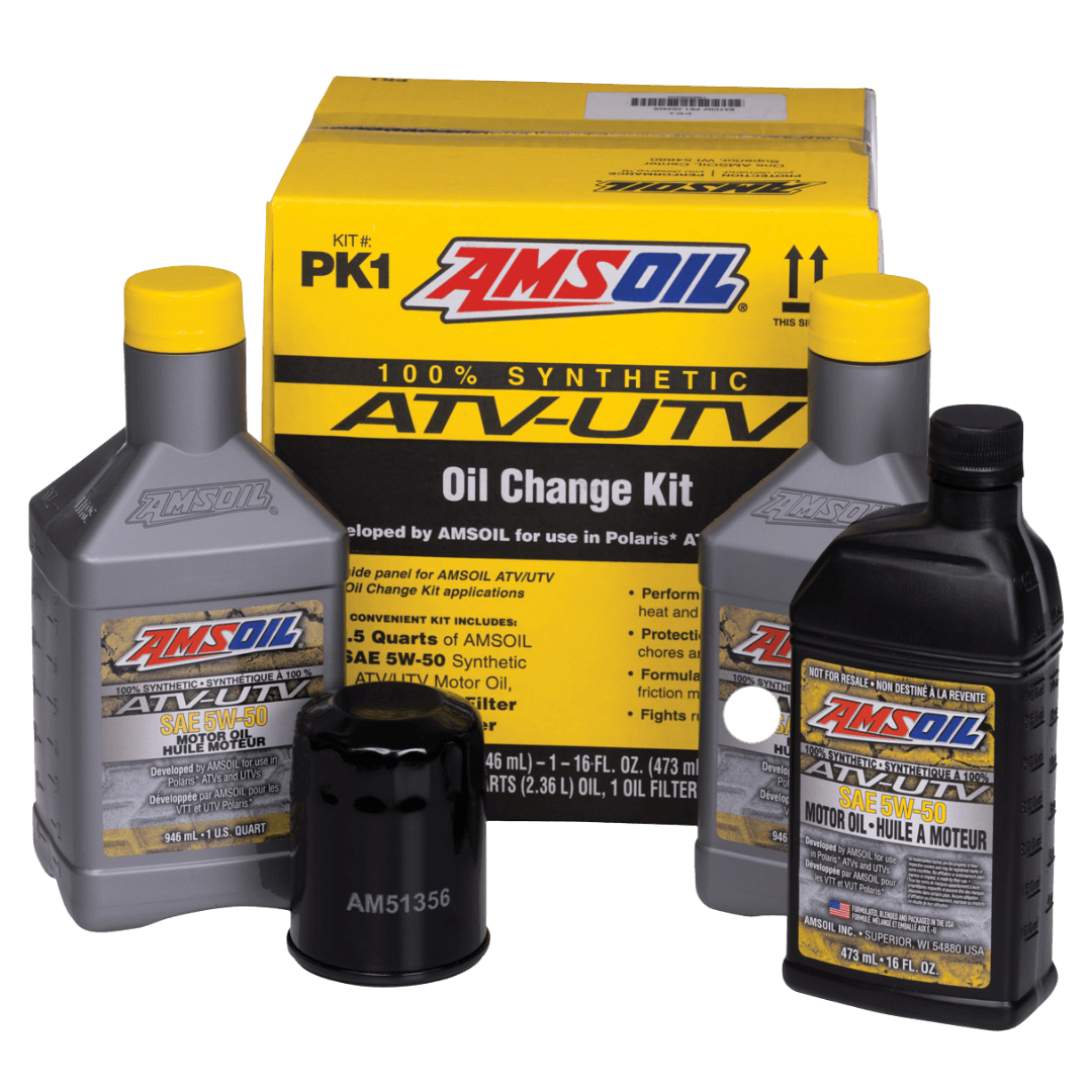 Amsoil Kit ATV/UTV AMSOIL para Vehículos Polaris® PK1 - 2 Cuartos y 1 16fl. oz. SAE 5W-50 con Filtro Negro 1 Paquete