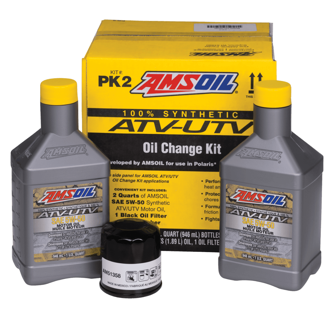 Amsoil Kit ATV/UTV AMSOIL para Vehículos Polaris® PK2 - 2 Cuartos SAE 5W-50 con Filtro Negro 1 Paquete