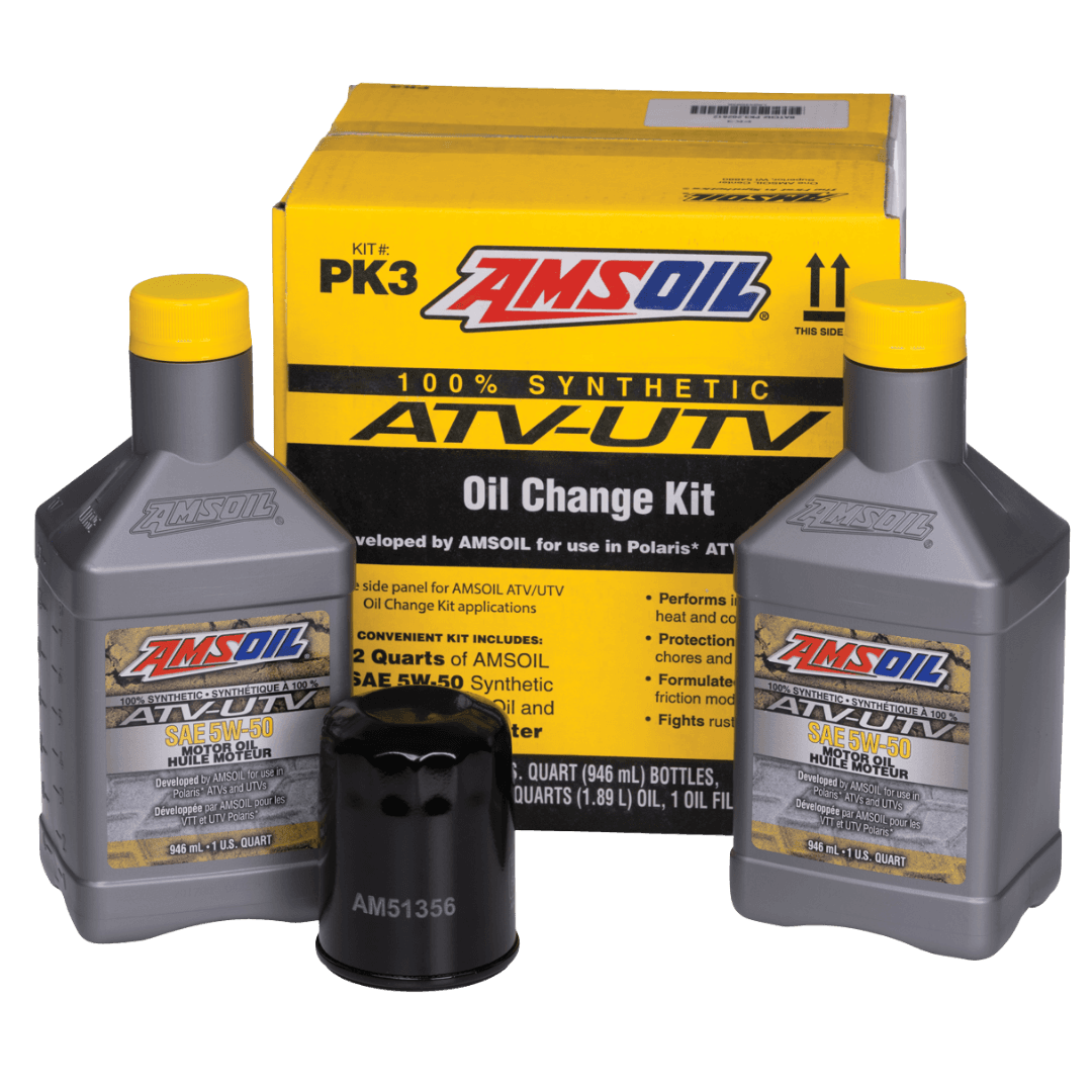 Amsoil Kit ATV/UTV AMSOIL para Vehículos Polaris® PK3 - 2 Cuartos SAE 5W-50 con Filtro Negro Grande 1 Paquete