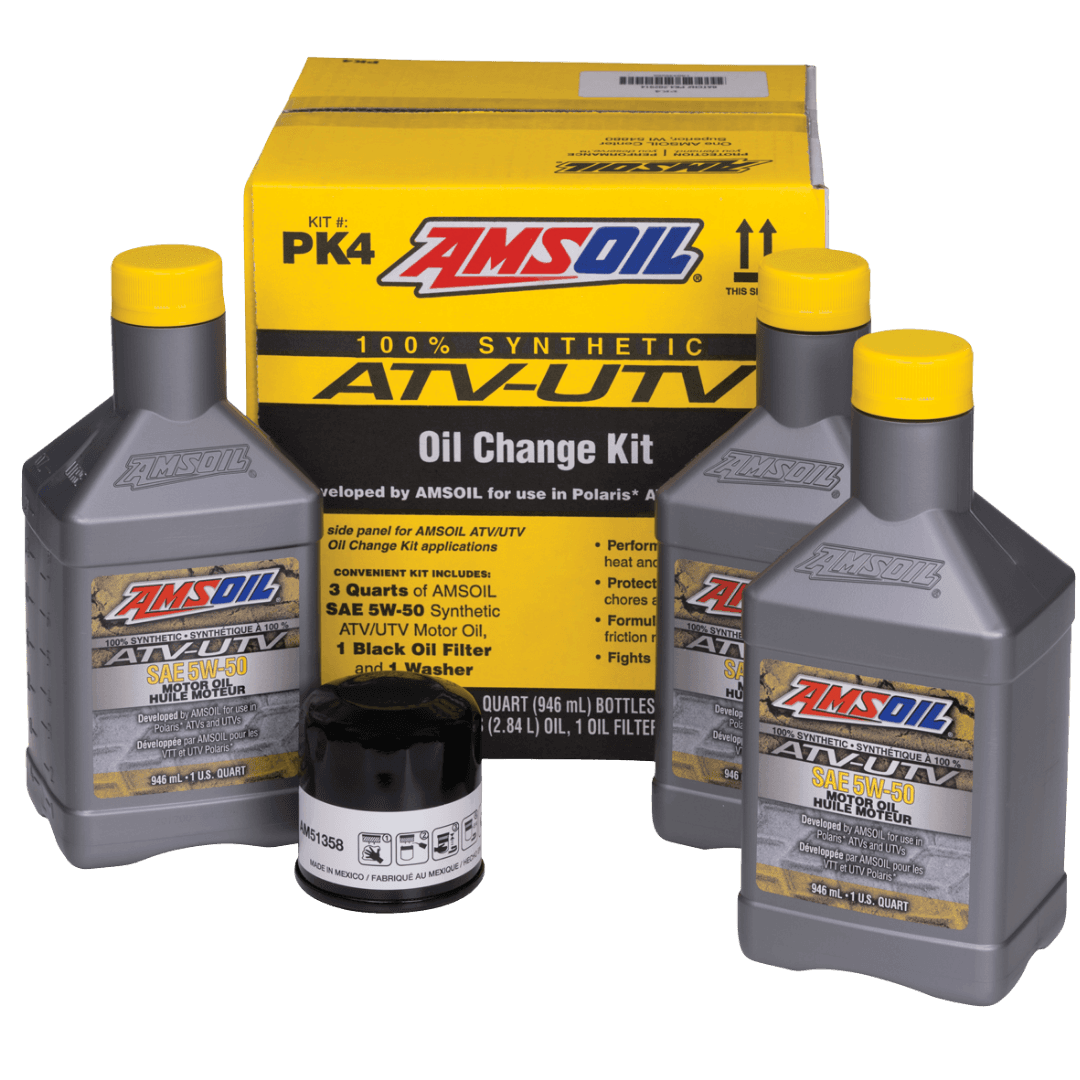 Amsoil Kit ATV/UTV AMSOIL para Vehículos Polaris® PK4 - 3 Cuartos SAE 5W-50 con Filtro Negro 51358 1 Paquete