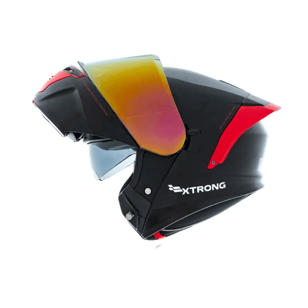 Xtrong CASCO XTRONG XTR-128 PHANTOM SOLID NEGRO ROJO BRILLO S · M · L
